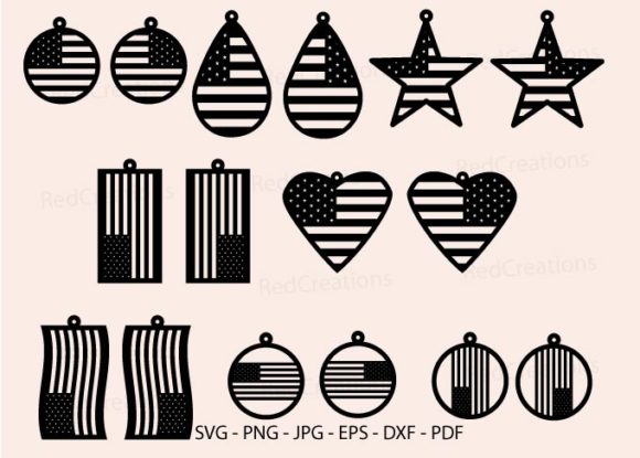 American Earring Svg for Crafts and Graphics