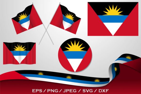 Antigua and Barbuda Flags Graphics for Digital Sellers