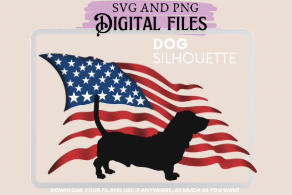 Basset Hound Dog Silhouette Flag