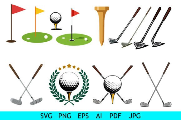 Colorful Golf Icon Vector Bundle Graphics for Crafts