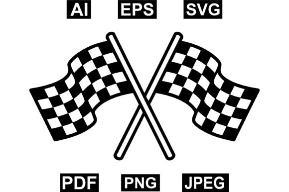 Crossed Racing Checkered Flags Graphics for Crafts