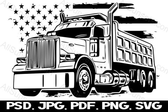 Dump Truck Grunge American Flag Graphics