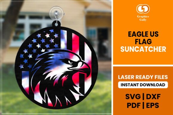 Eagle Flag Suncatcher SVG for Laser Cutting Ornaments