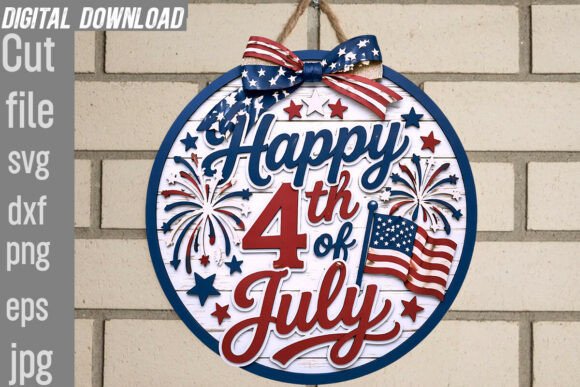 Happy 4th of July PNG for Cricut and Print Templates