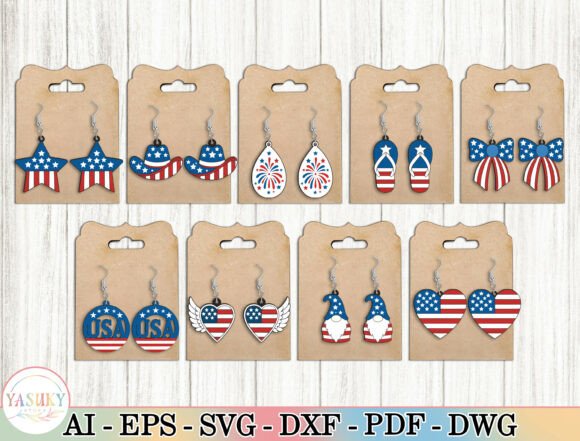 Patriotic Earring Laser Cut SVG for Website and Editorial Use