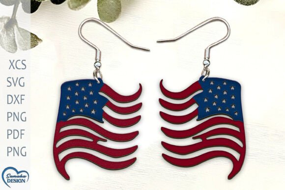 Patriotic Flag Earrings Laser Cut for Blog and Web Design