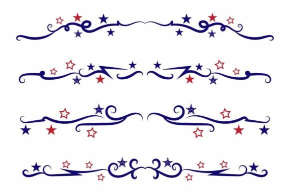 Patriotic Flourish July 4th Swirl Ornate Graphics