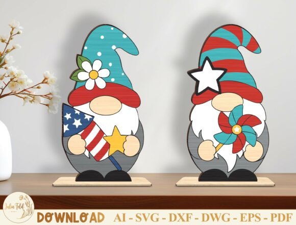 Patriotic Gnome Laser Cut SVG Bundle for Home Decor
