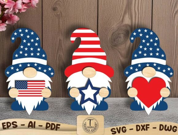 Patriotic Gnome SVG Bundle for Home Decor and Laser Cutting
