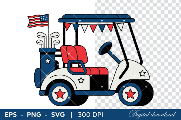 Patriotic Golf Cart with American Flag