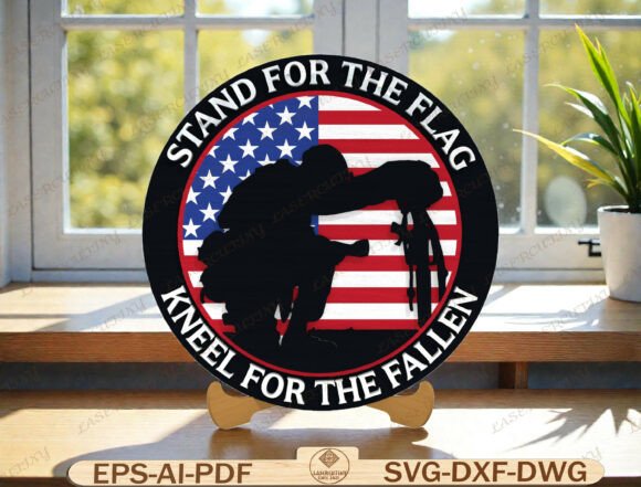 Patriotic Military Round Sign Laser Cut Graphic Template