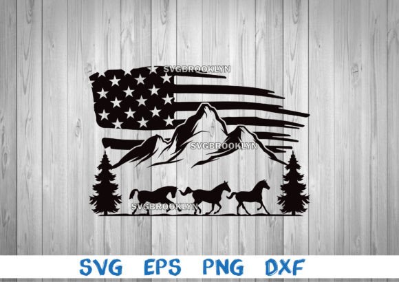 Running Horses and Usa Flag Graphics for Modern Publishing