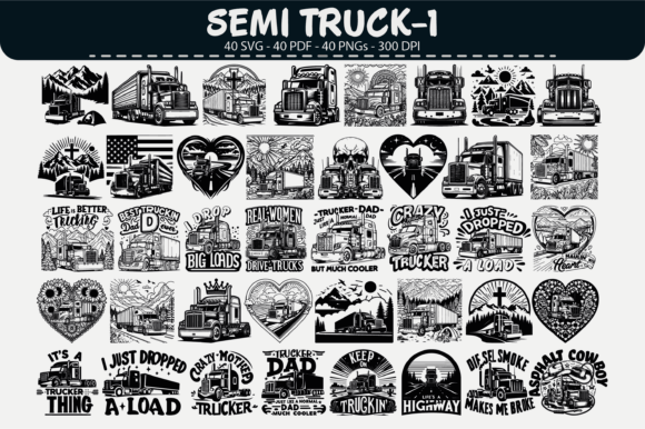 Semi Truck Vector Pack – 40 Designs for Bold Website Graphics