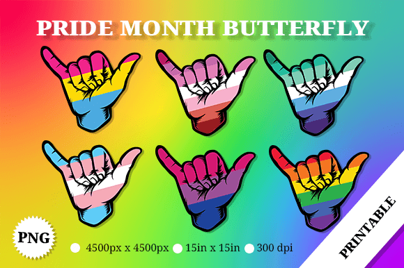 Shaka Hand Pride Montg Collection: A Vibrant Graphic Asset for Creative Projects