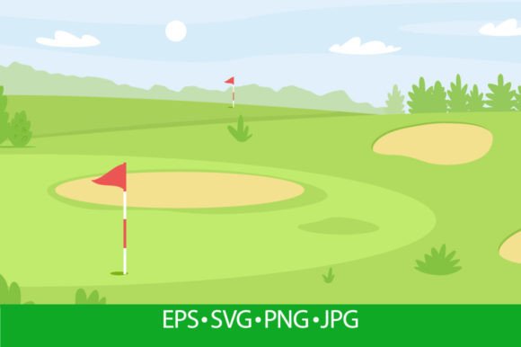 Summer Golf Course Landscape, Green Graphics