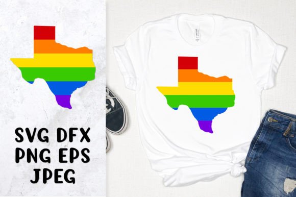 Texas Map LGBT Flag SVG Cut File for Pride Graphics